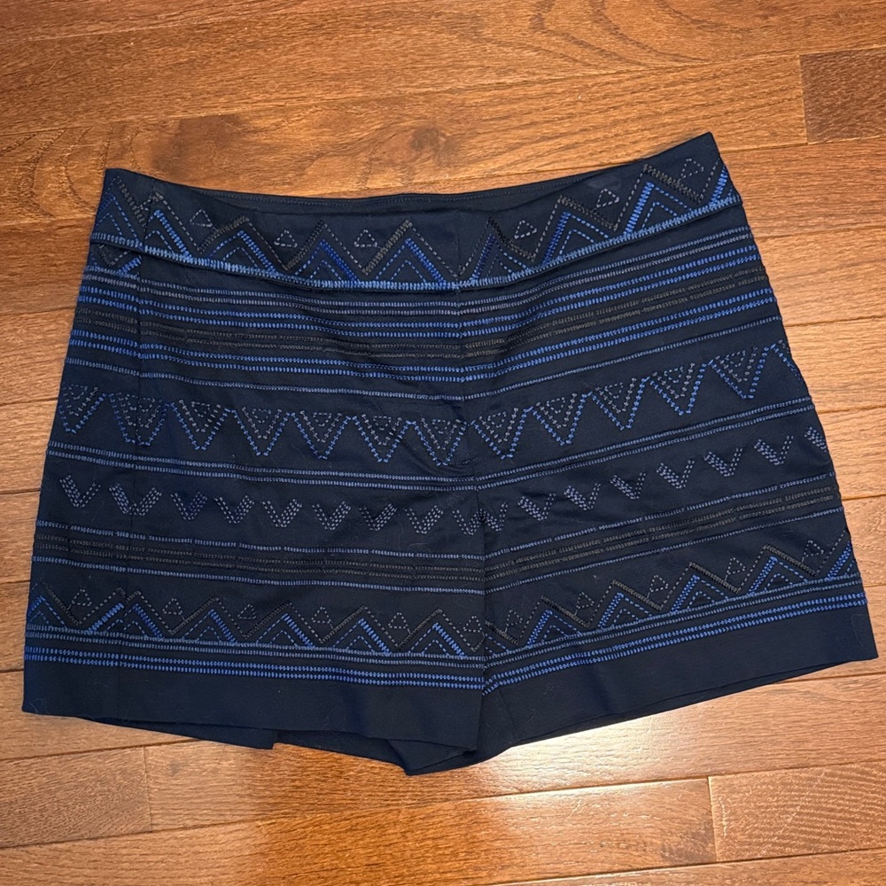 White House Black Market Navy Blue Geometric Patterned Shorts